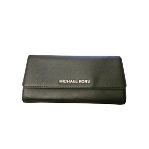 Michael Kors Black Saffiano Leather Continental Wallet Clutch